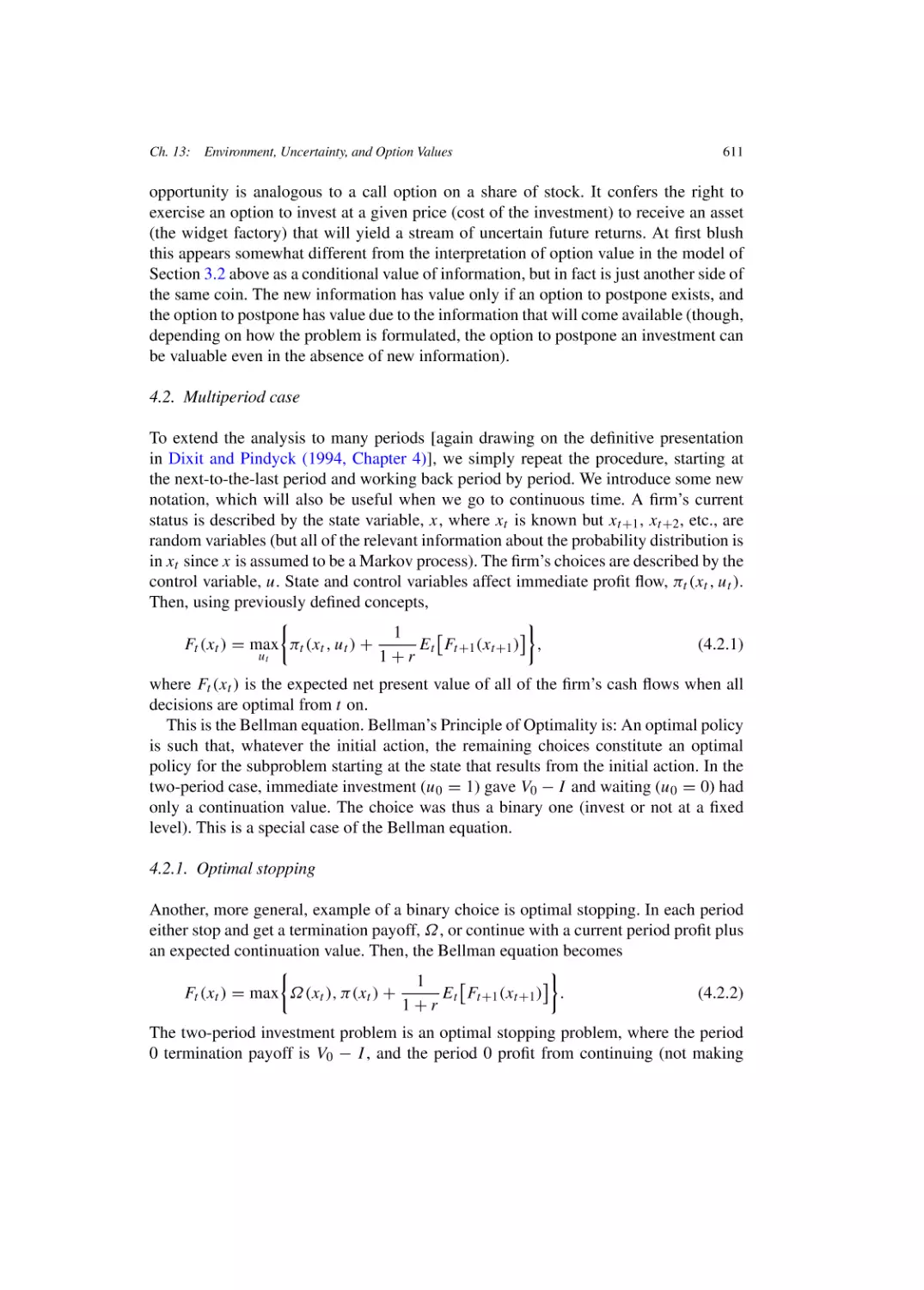 Multiperiod case
Optimal stopping