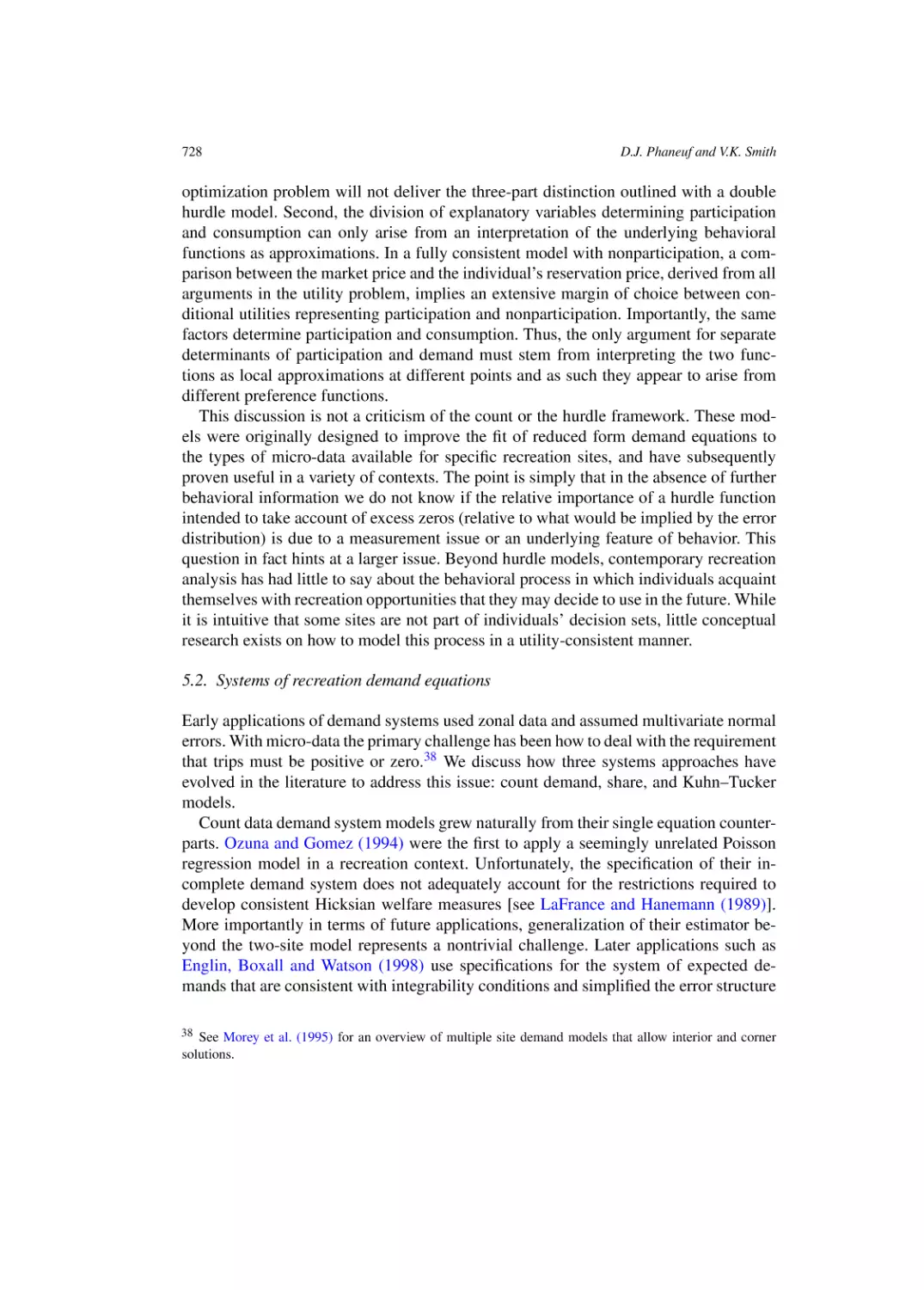 Systems of recreation demand equations