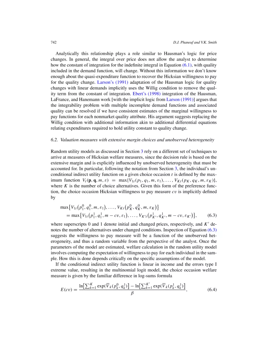 Valuation measures with extensive margin choices and unobserved heterogeneity