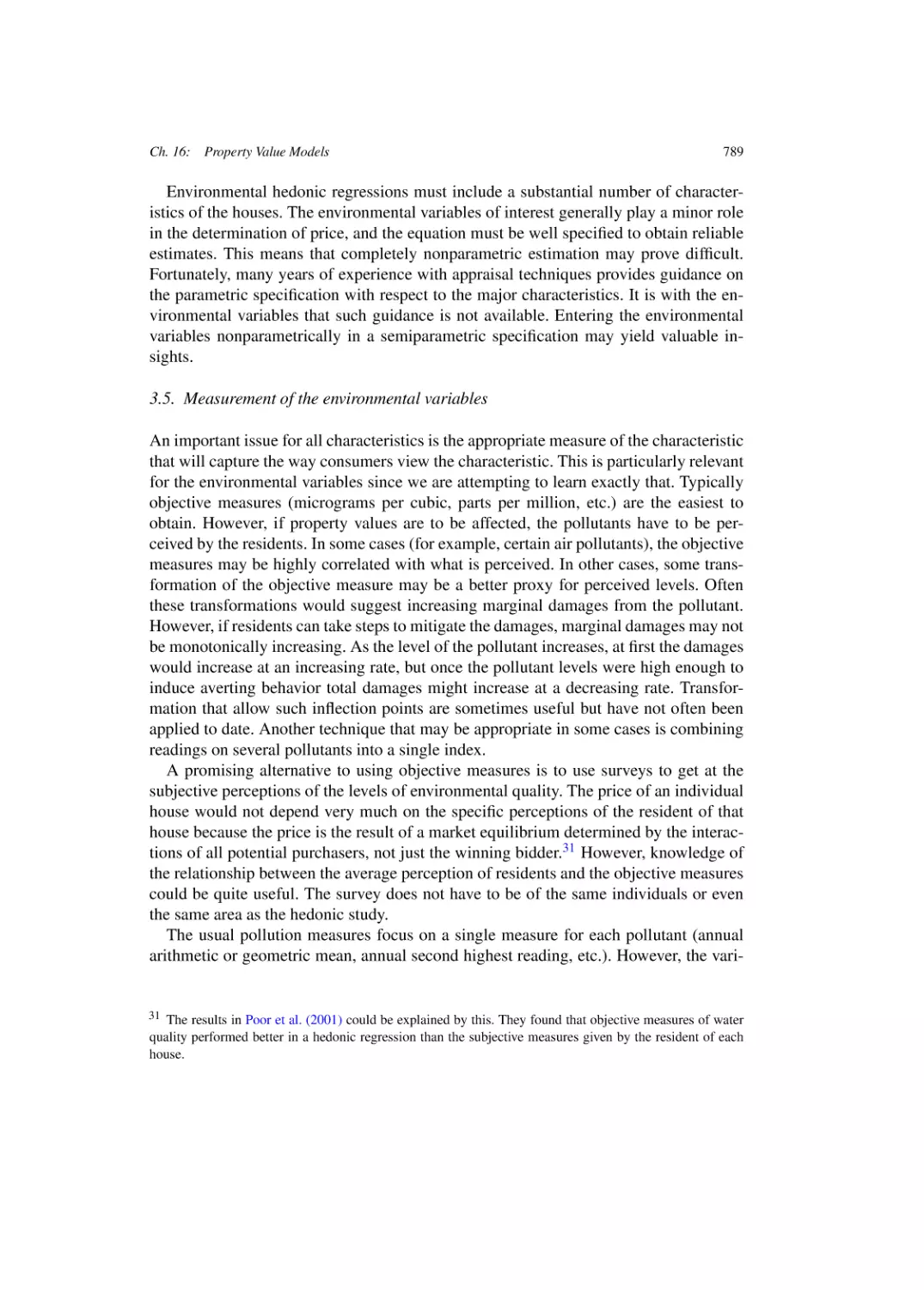 Measurement of the environmental variables