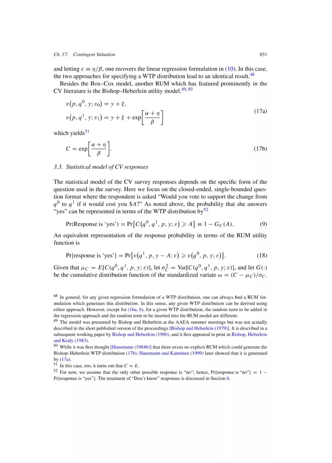 Statistical model of CV responses