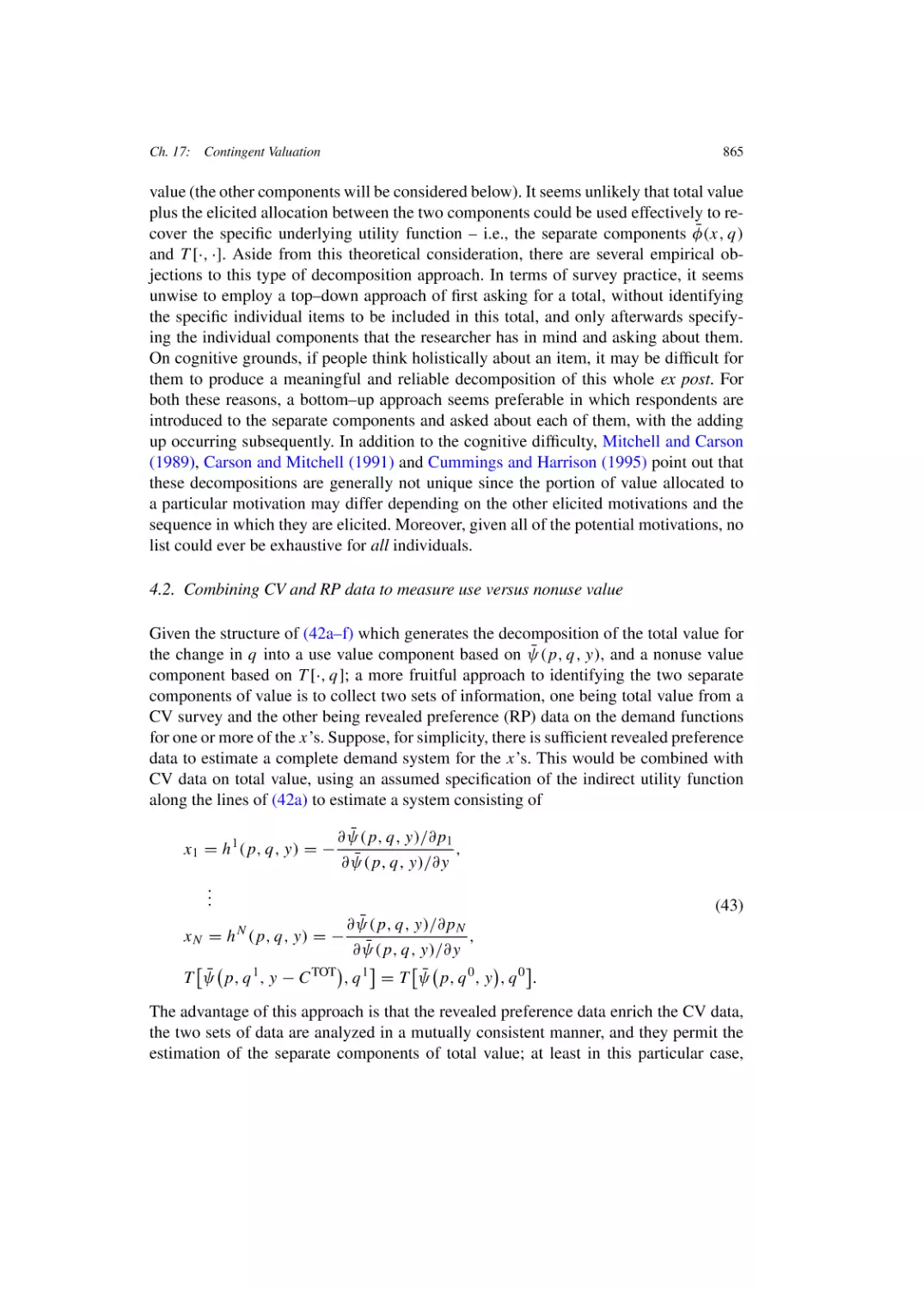 Combining CV and RP data to measure use versus nonuse value