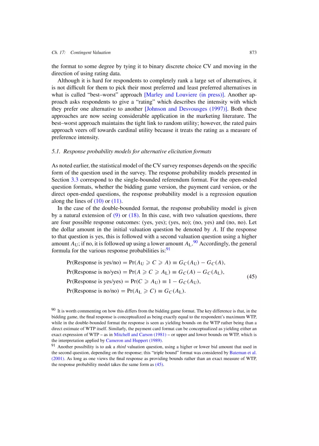 Response probability models for alternative elicitation formats