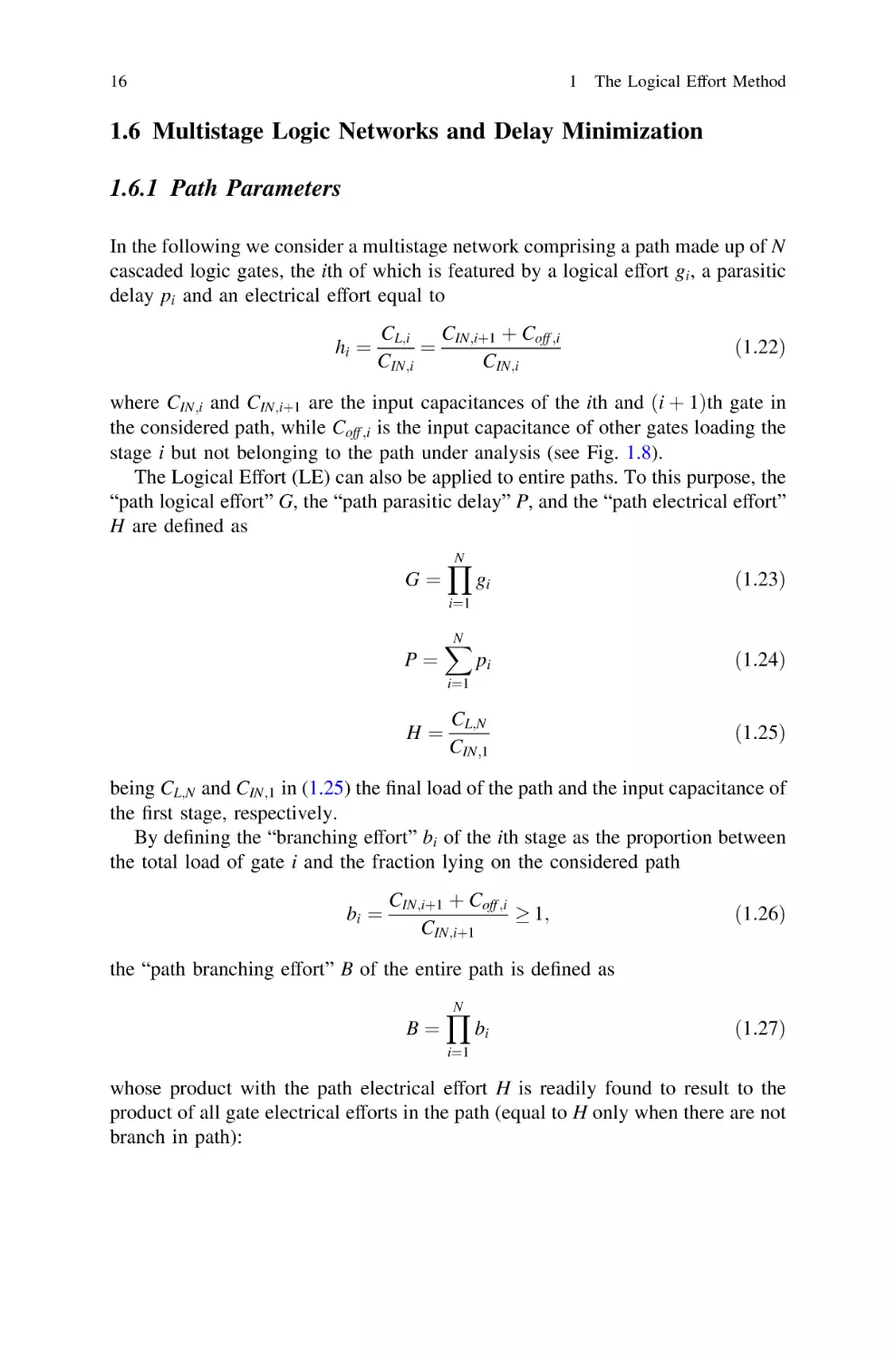 1.6Multistage Logic Networks and Delay Minimization
1.6.1 Path Parameters