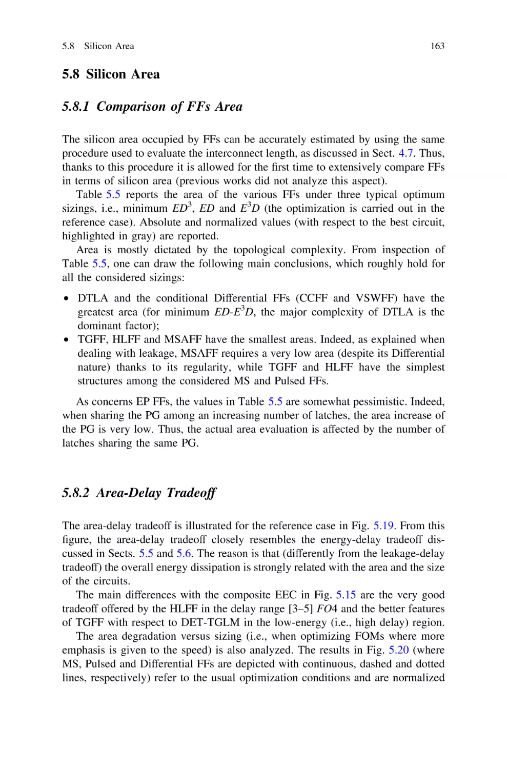 5.8…Silicon Area
5.8.1 Comparison of FFs Area
5.8.2 Area-Delay Tradeoff