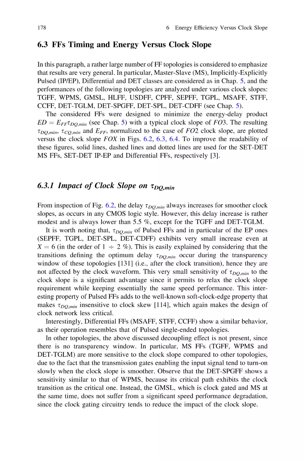 6.3…FFs Timing and Energy Versus Clock Slope
6.3.1 Impact of Clock Slope on tau DQ,min