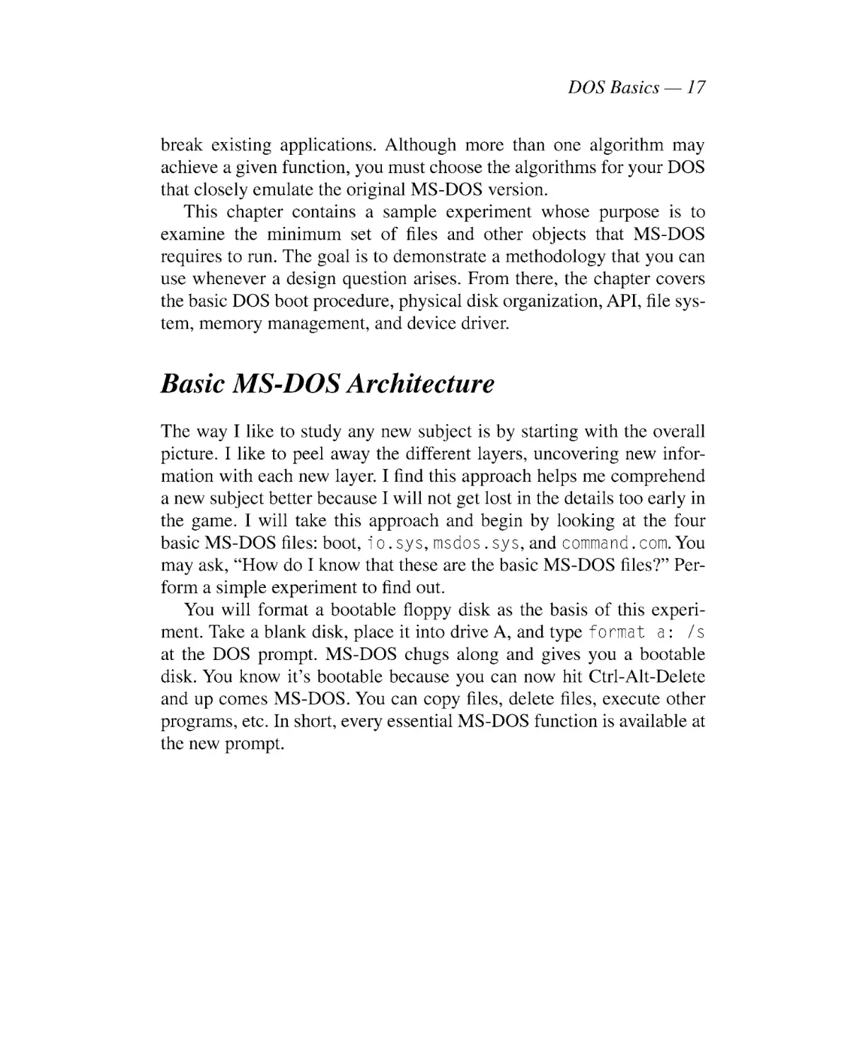 Basic MS-DOS Architecture