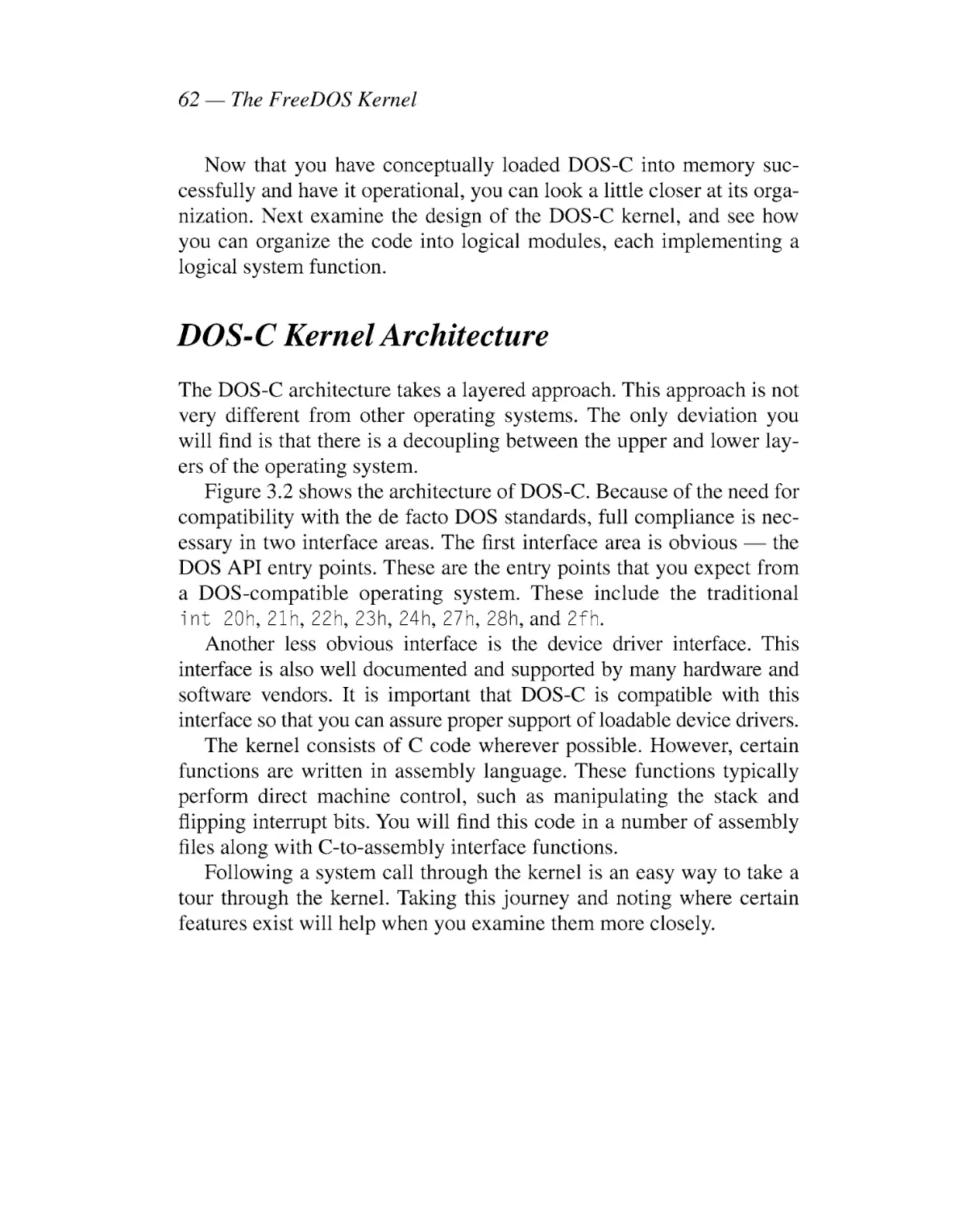 DOS-C Kernel Architecture