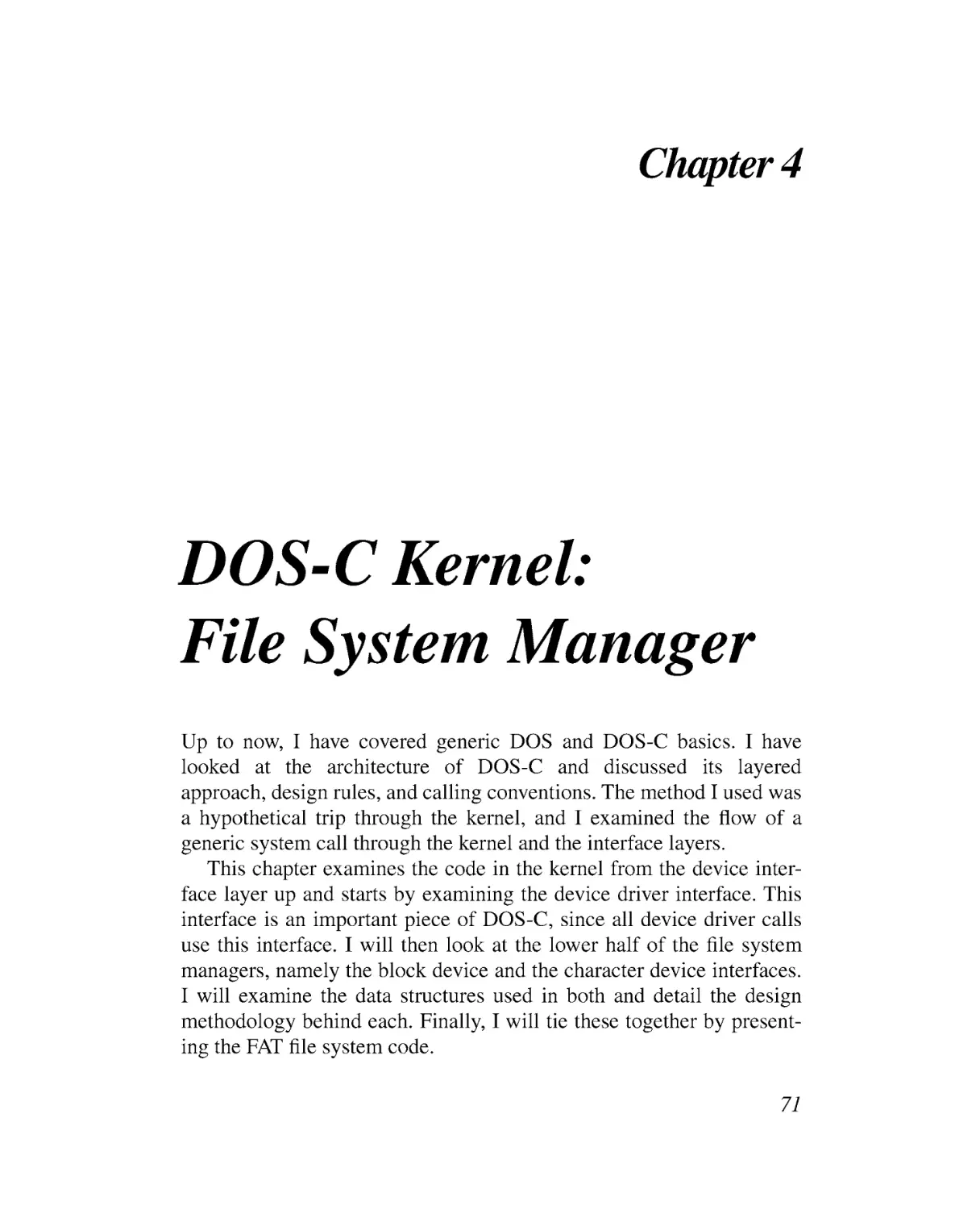 Chapter 4 DOS-C Kernel