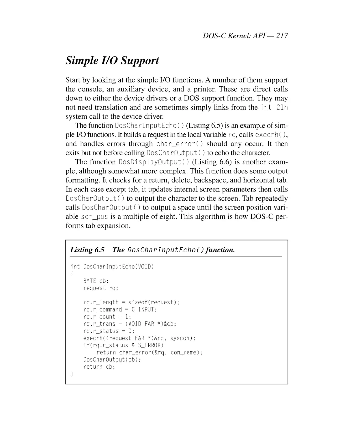 Simple I/O Support
