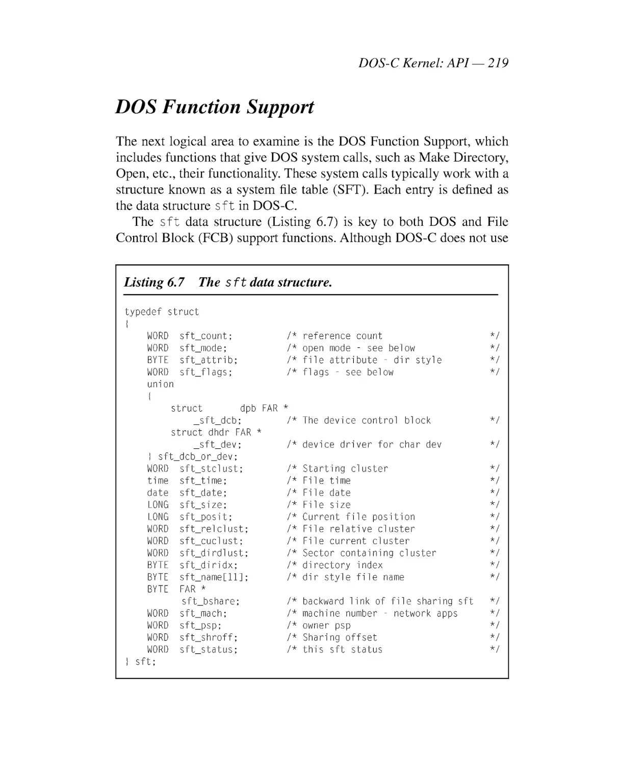 DOS Function Support