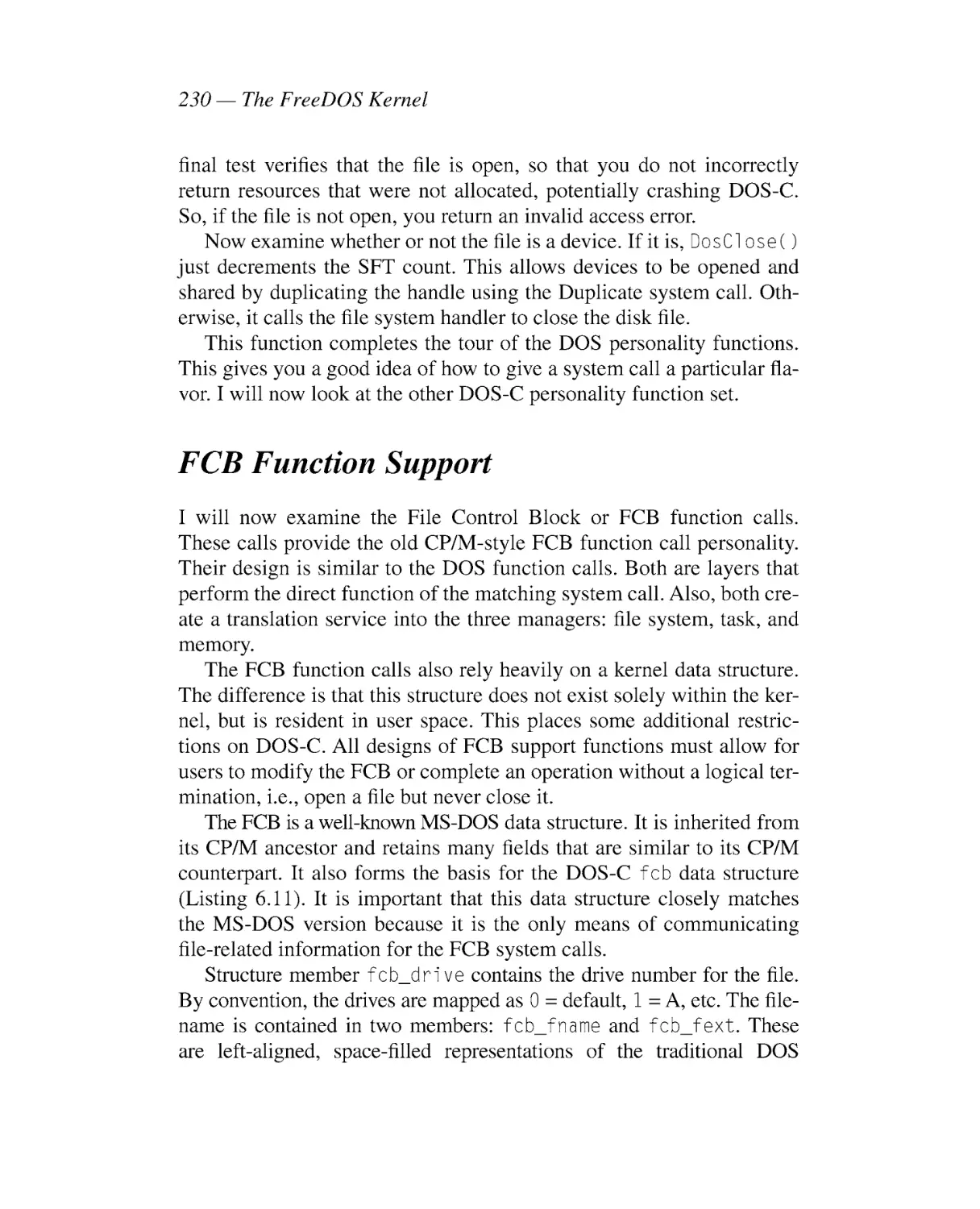 FCB Function Support