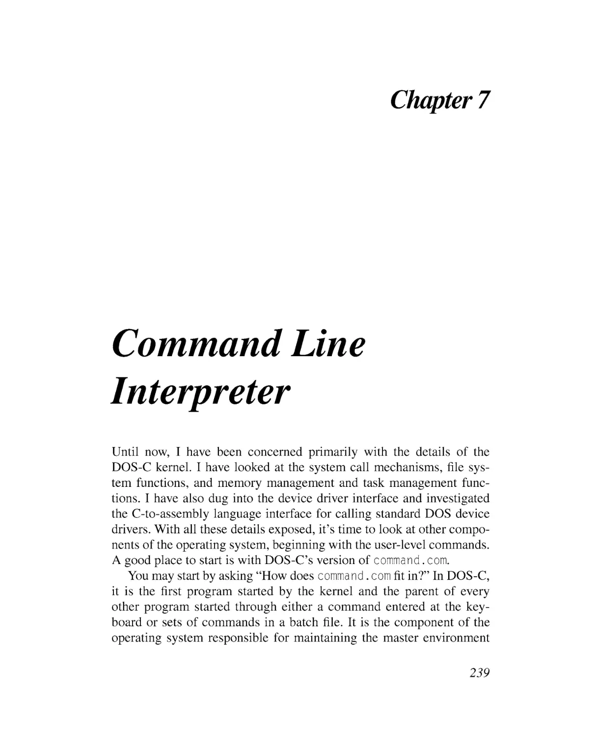 Chapter 7 Command Line Interpreter