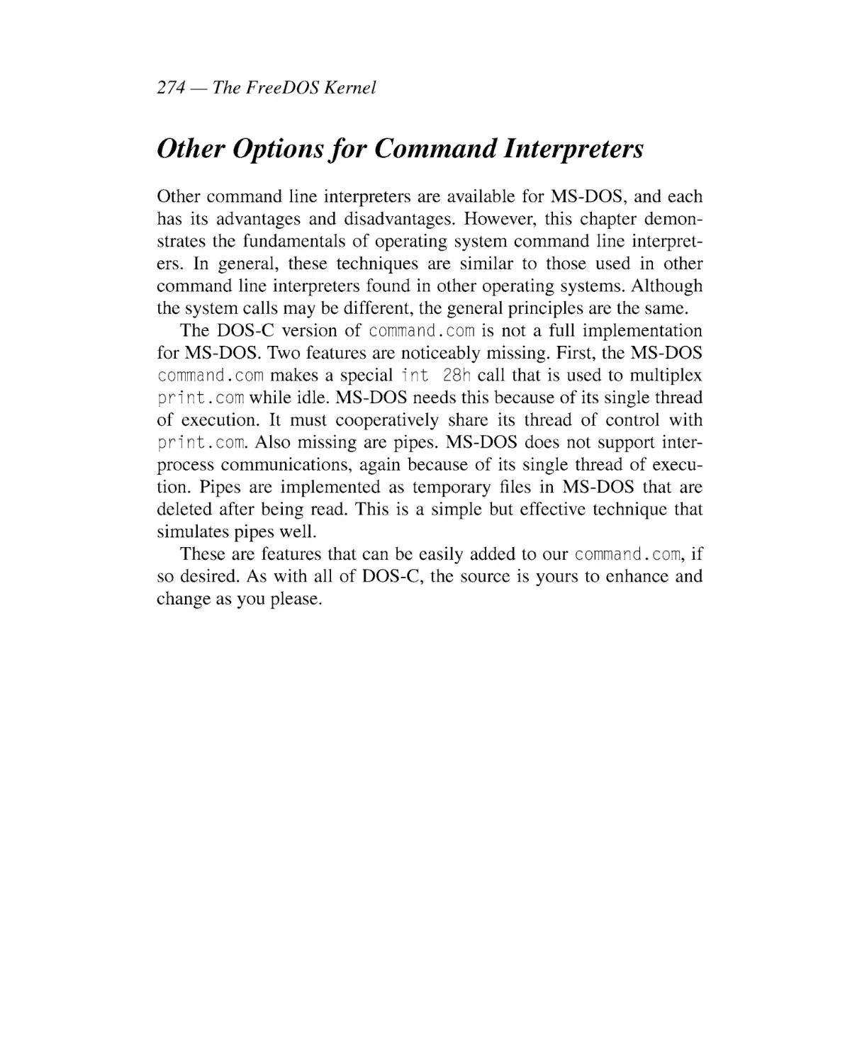 Other Options for Command Interpreters