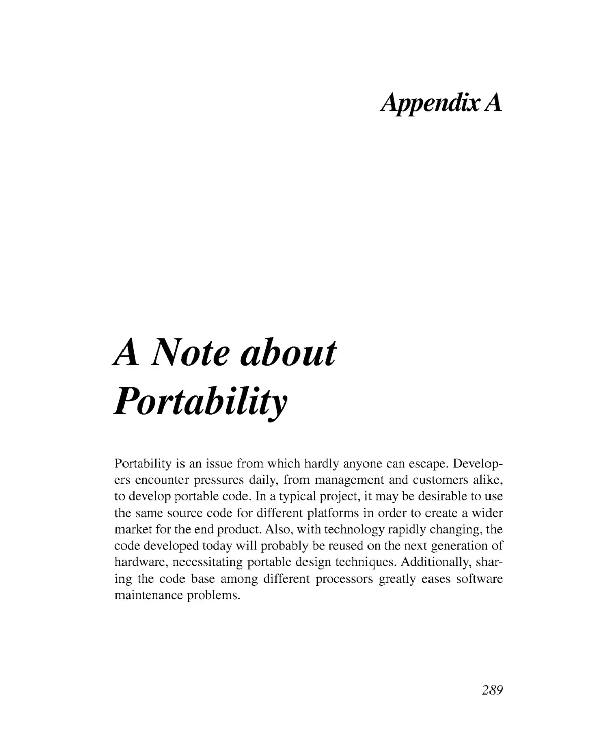 Appendix A A Note about Portability
