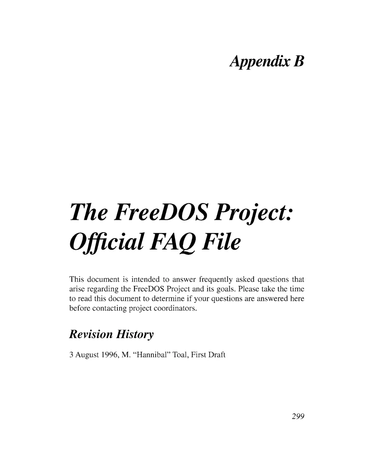 Appendix B The FreeDOS Project
Revision History