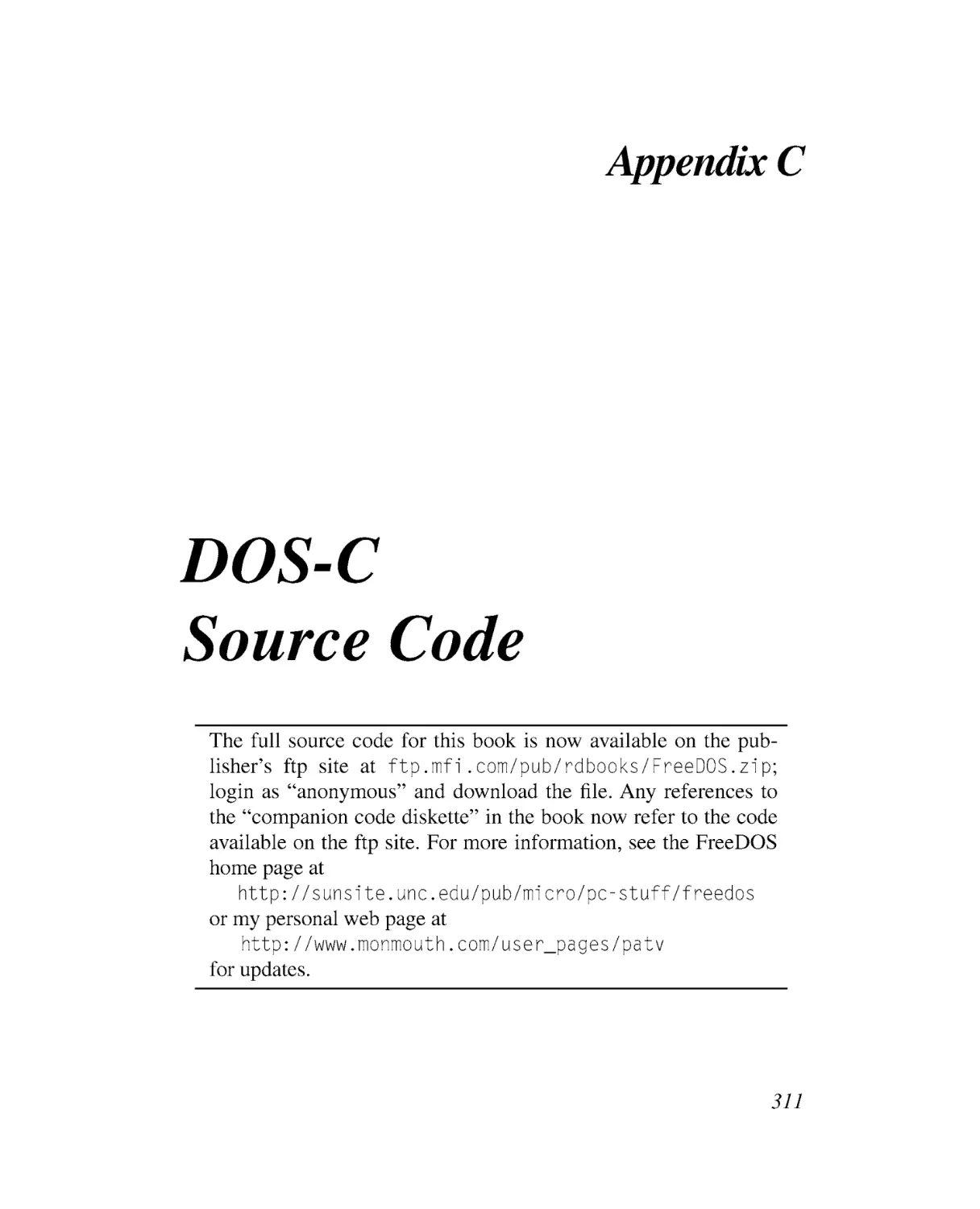 Appendix C DOS-C Distribution Disk