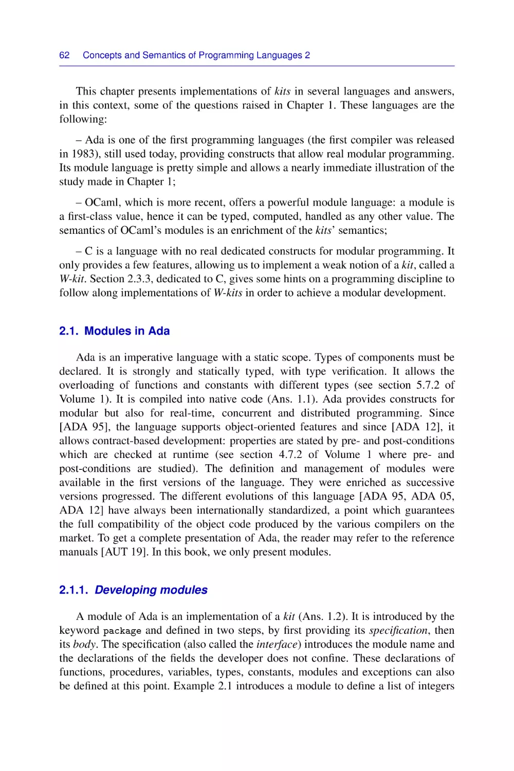 2.1. Modules in Ada
2.1.1. Developing modules