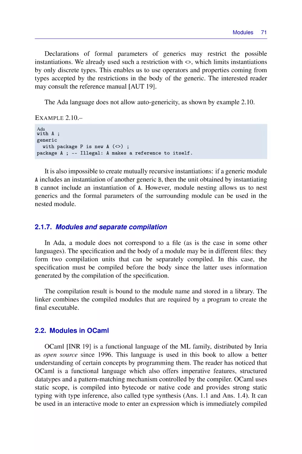 2.1.7. Modules and separate compilation
2.2. Modules in OCaml