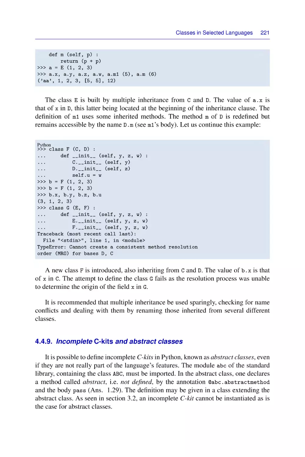 4.4.9. Incomplete C-kits and abstract classes