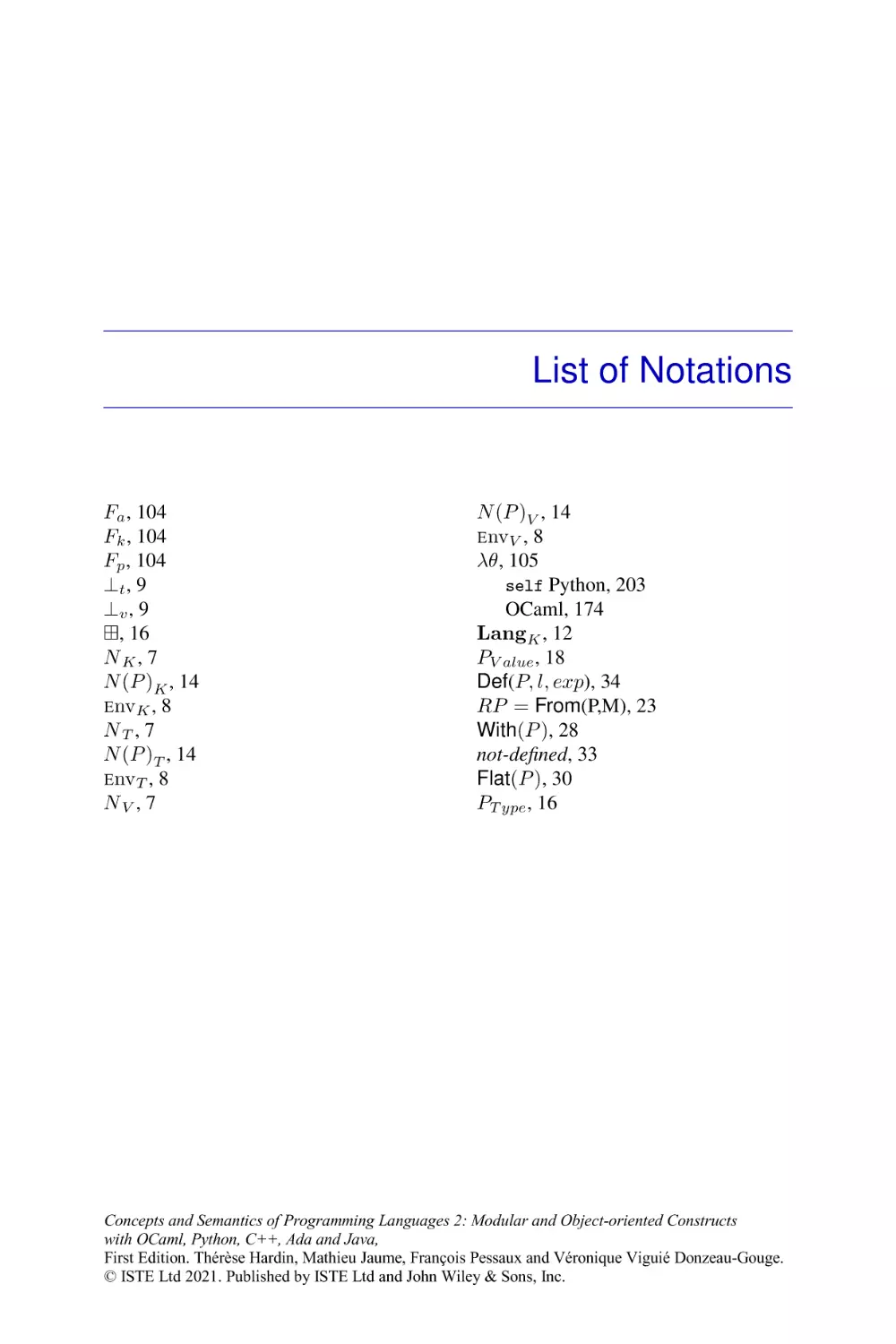 List of Notations