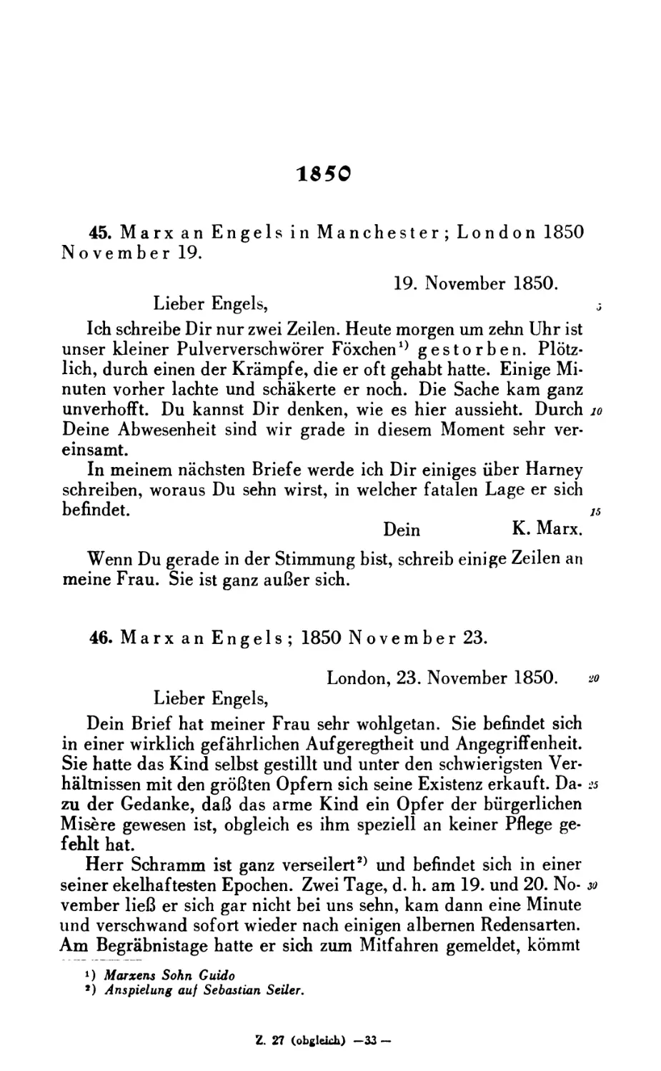 1850
46. Marx an Engels; 1850 November 23