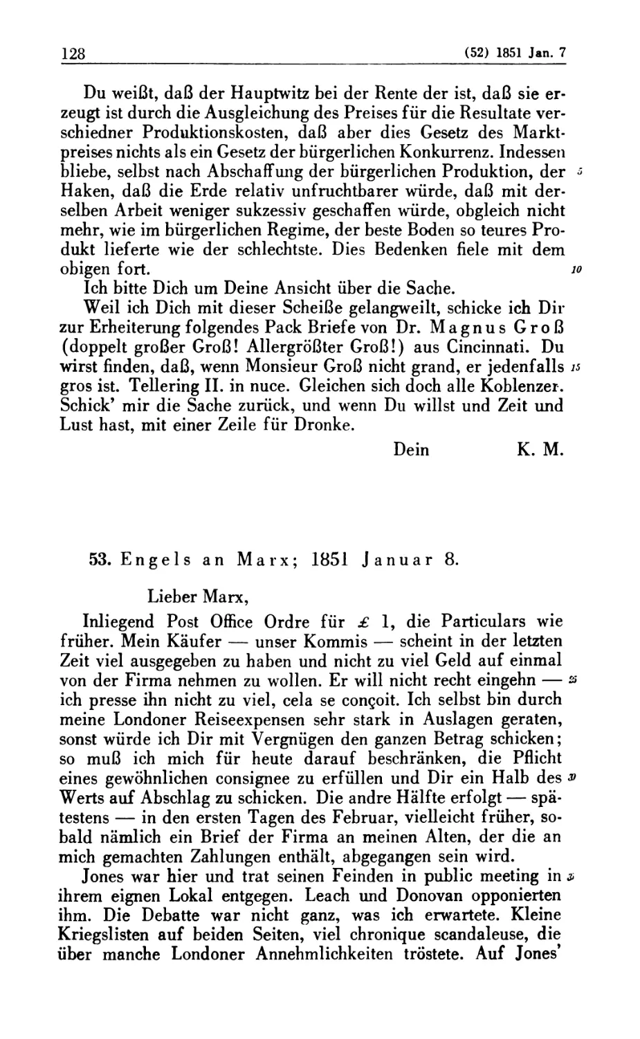 53. Engels an Marx; 1851 Januar 8