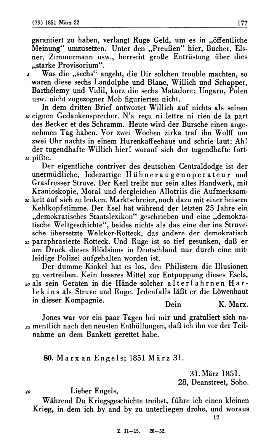 80. Marx an Engels; 1851 März 31