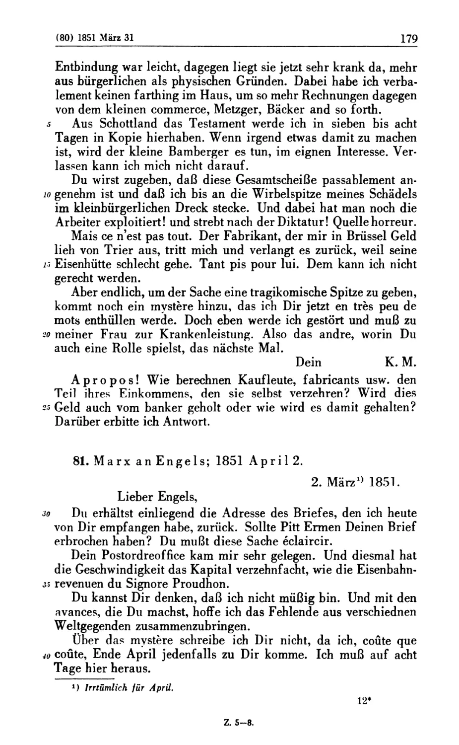 81. Marx an Engels; 1851 April 2