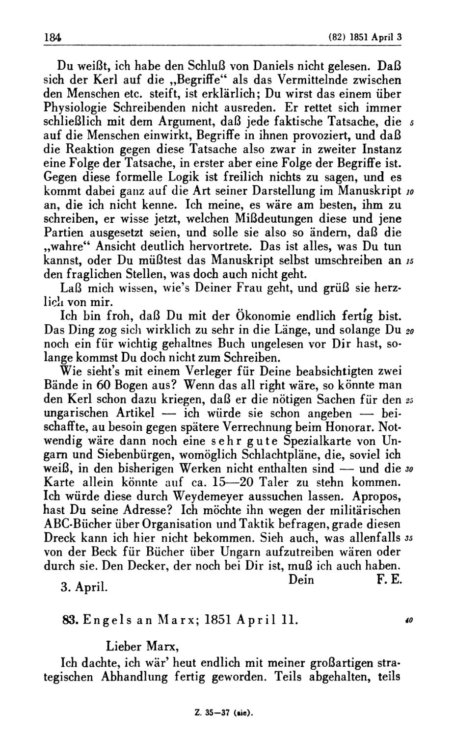 83. Engels an Marx; 1851 April 11