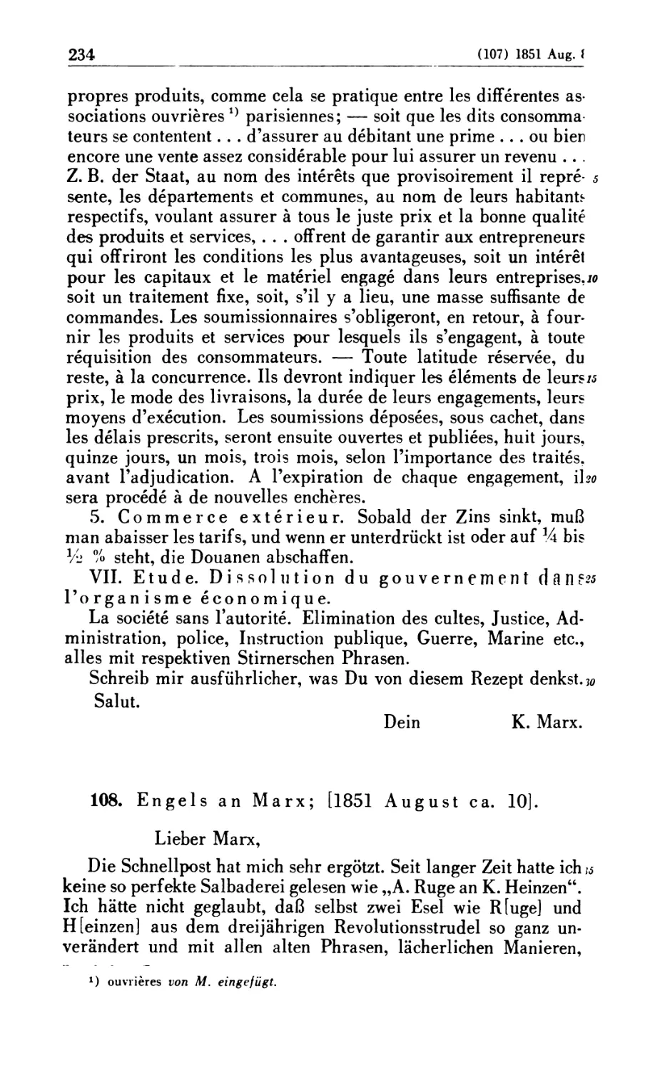 108. Engels an Marx; [1851 August ca. 10]