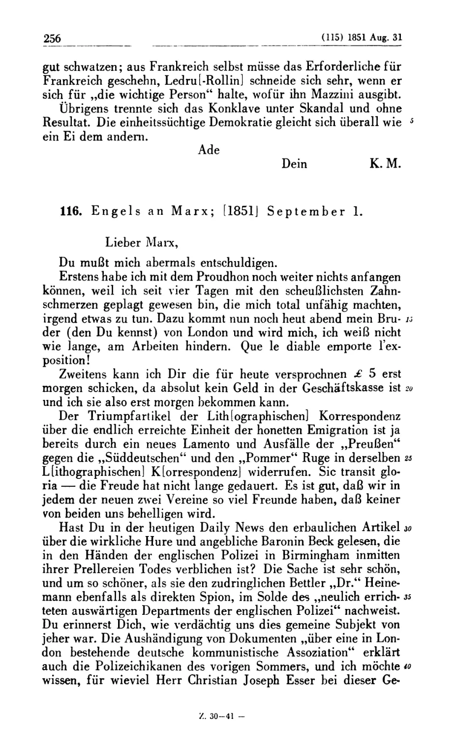 116. Engels an Marx; [1851] September 1