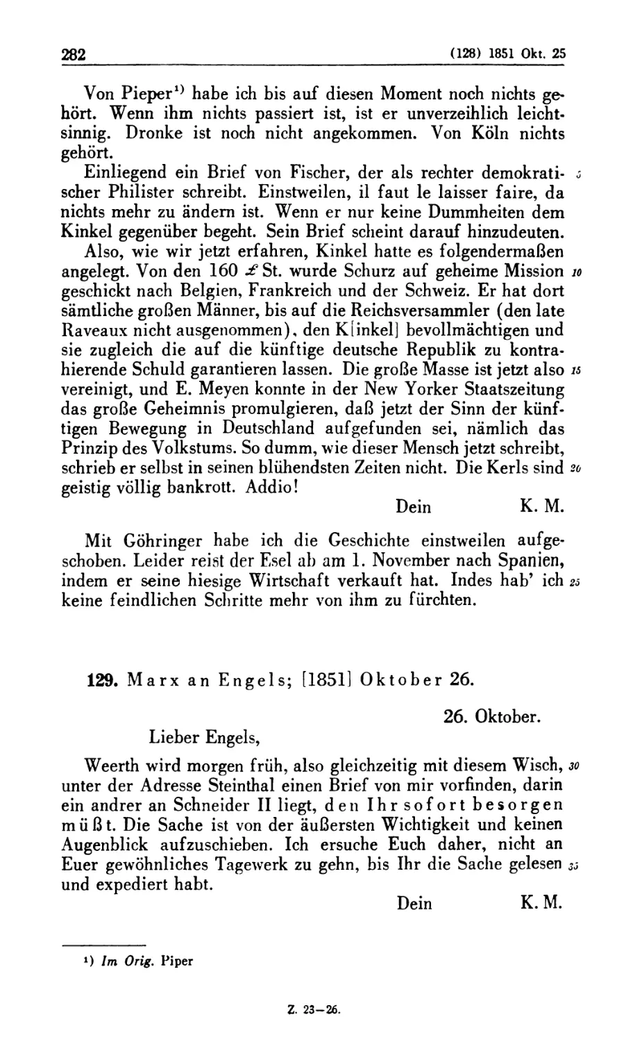 129. Marx an Engels; [1851] Oktober 26
