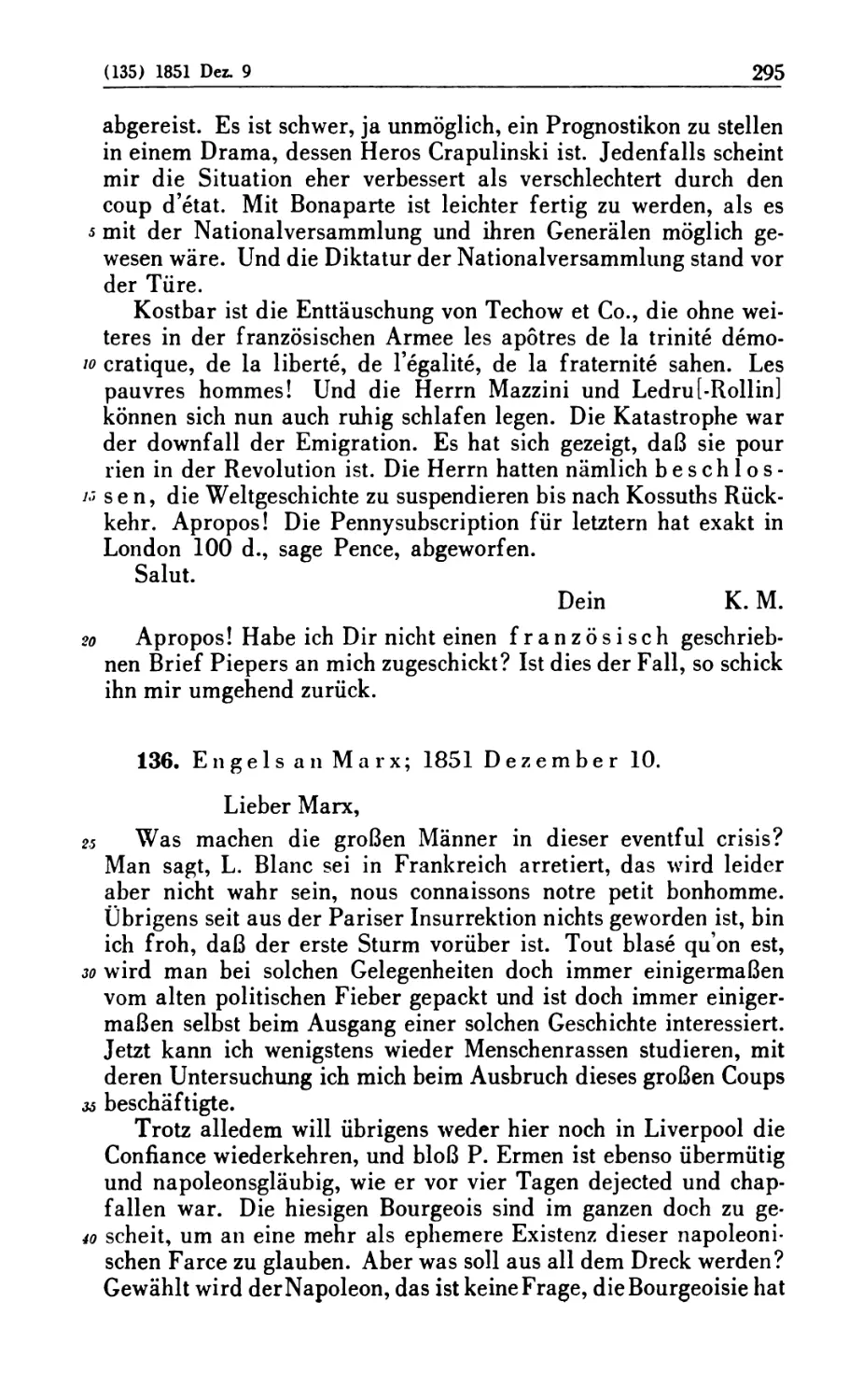 136. Engels an Marx; 1851 Dezember 10