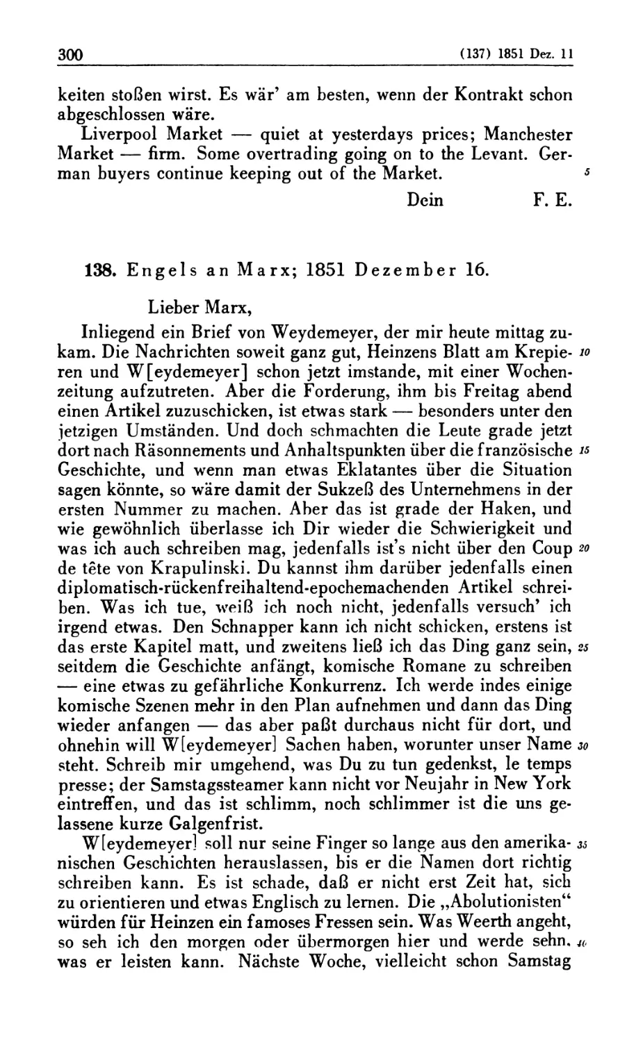 138. Engels an Marx; 1851 Dezember 16