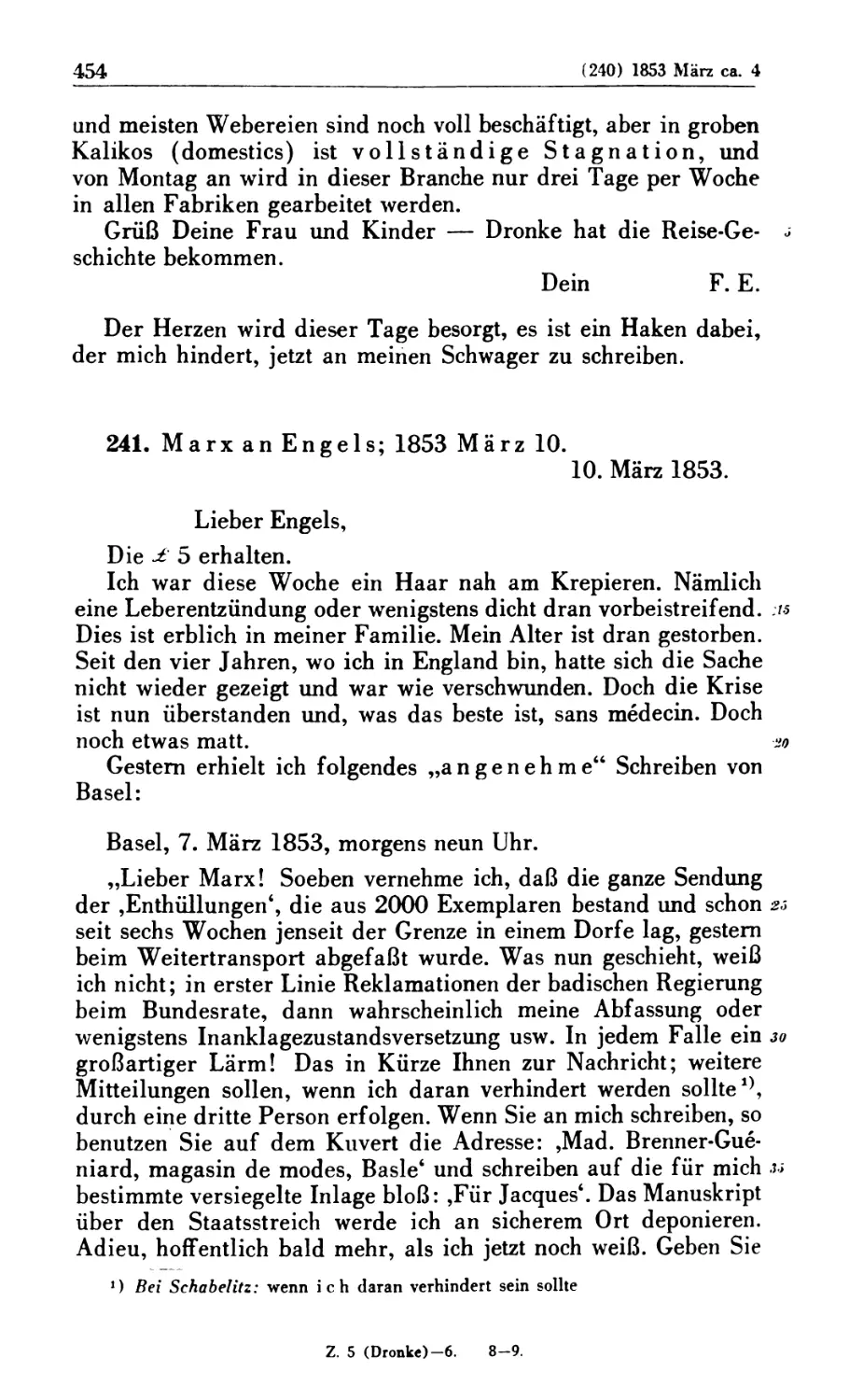 241. Marx an Engels; 1853 März 10