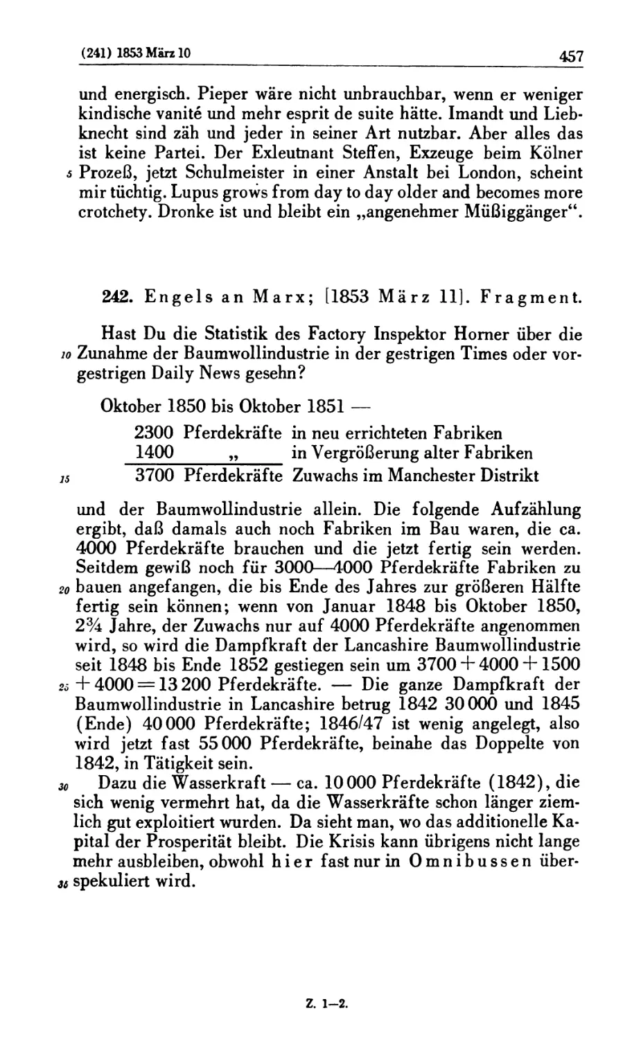 242. Engels an Marx; [1853 März 11]. Fragment