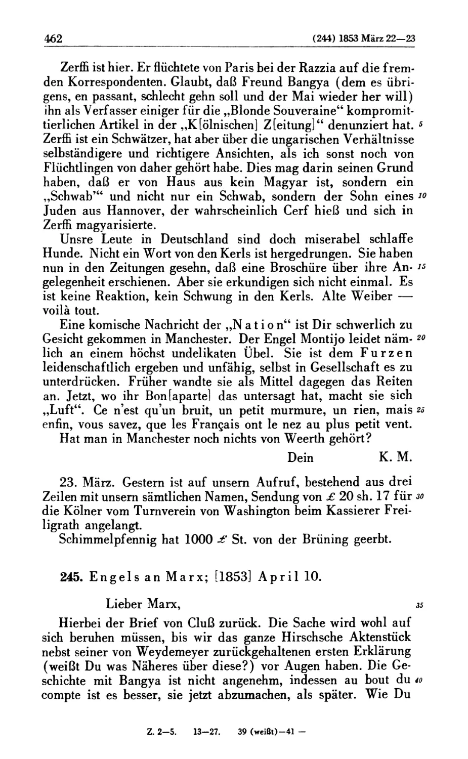 245. Engels an Marx; [1853] April 10