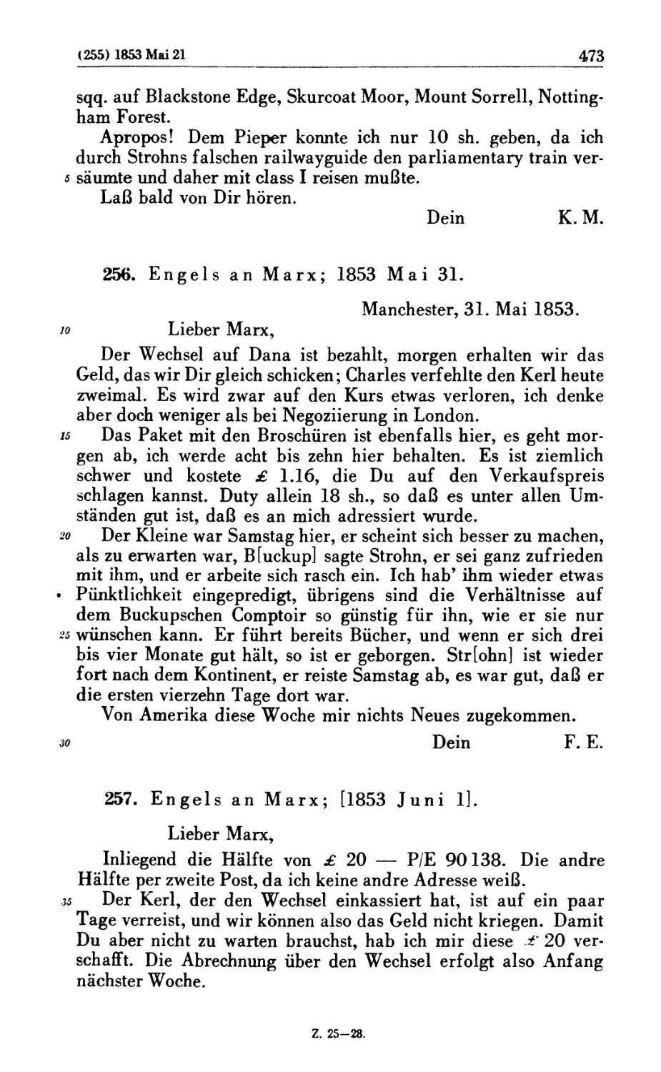 256. Engels an Marx; 1853 Mai 31
257. Engels an Marx; [1853 Juni 1]