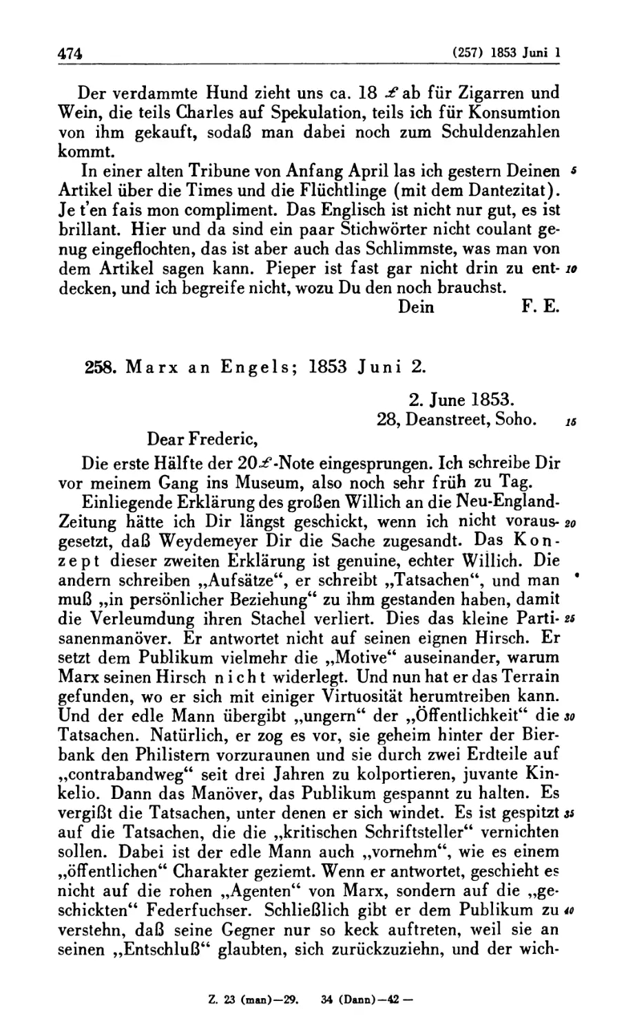258. Marx an Engels; 1853 Juni 2