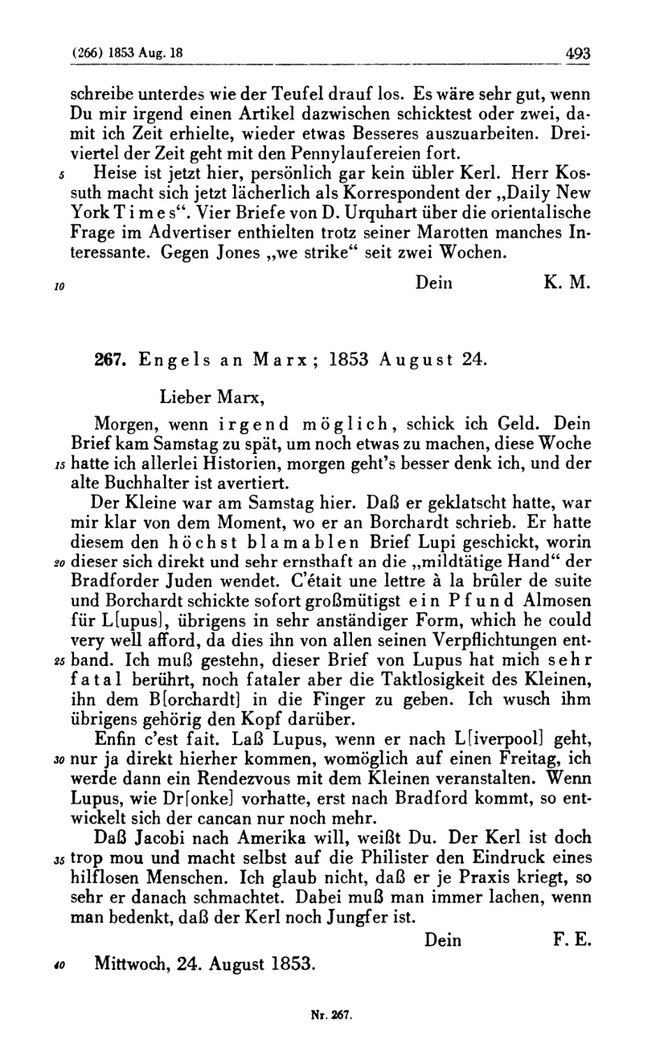 267. Engels an Marx; 1853 August 24