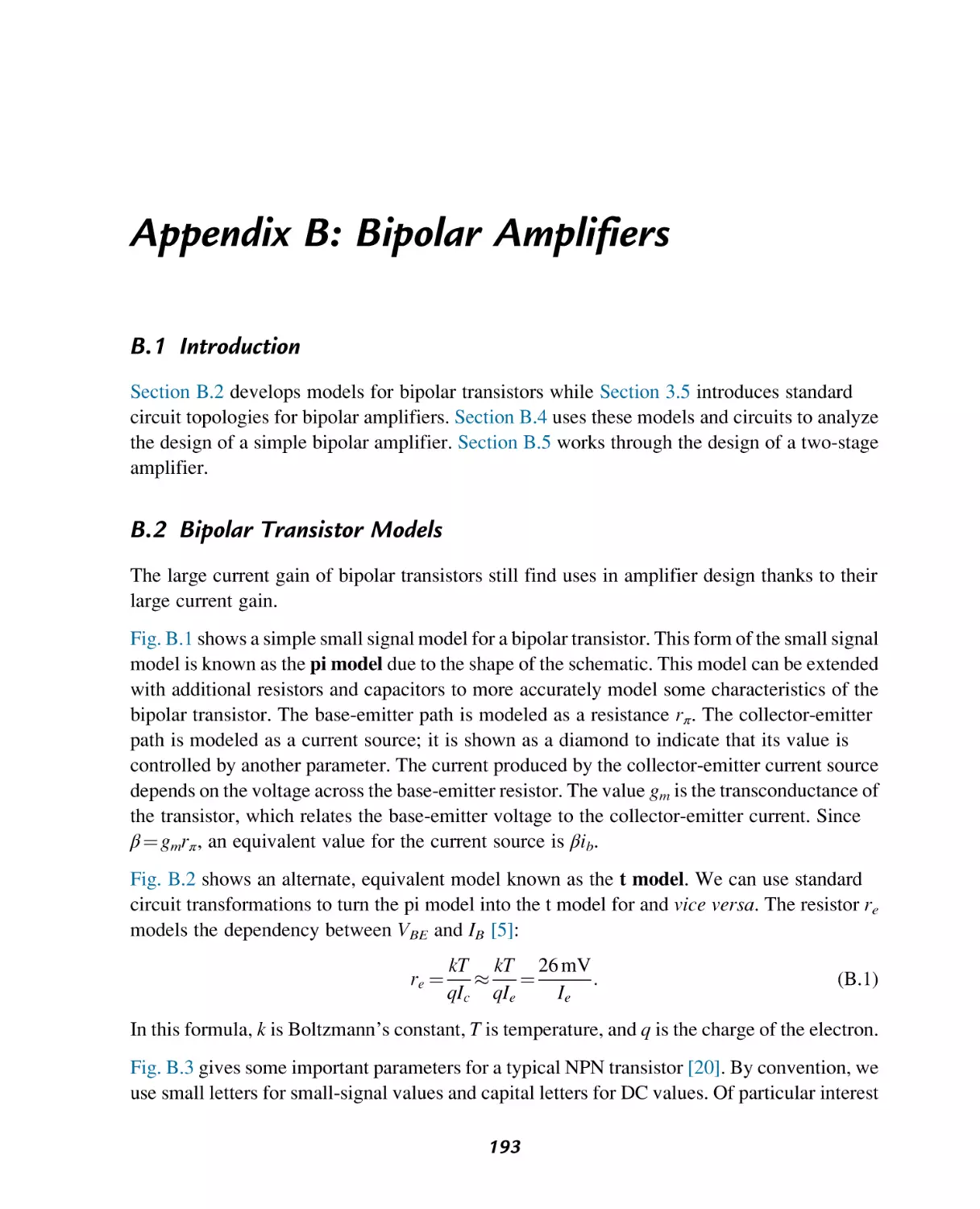 Appendix B
Introduction
Bipolar Transistor Models