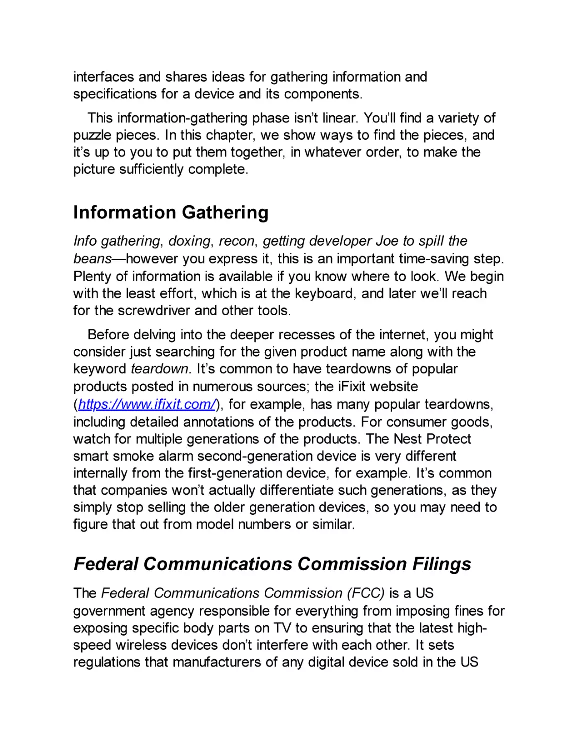 Information Gathering
Federal Communications Commission Filings