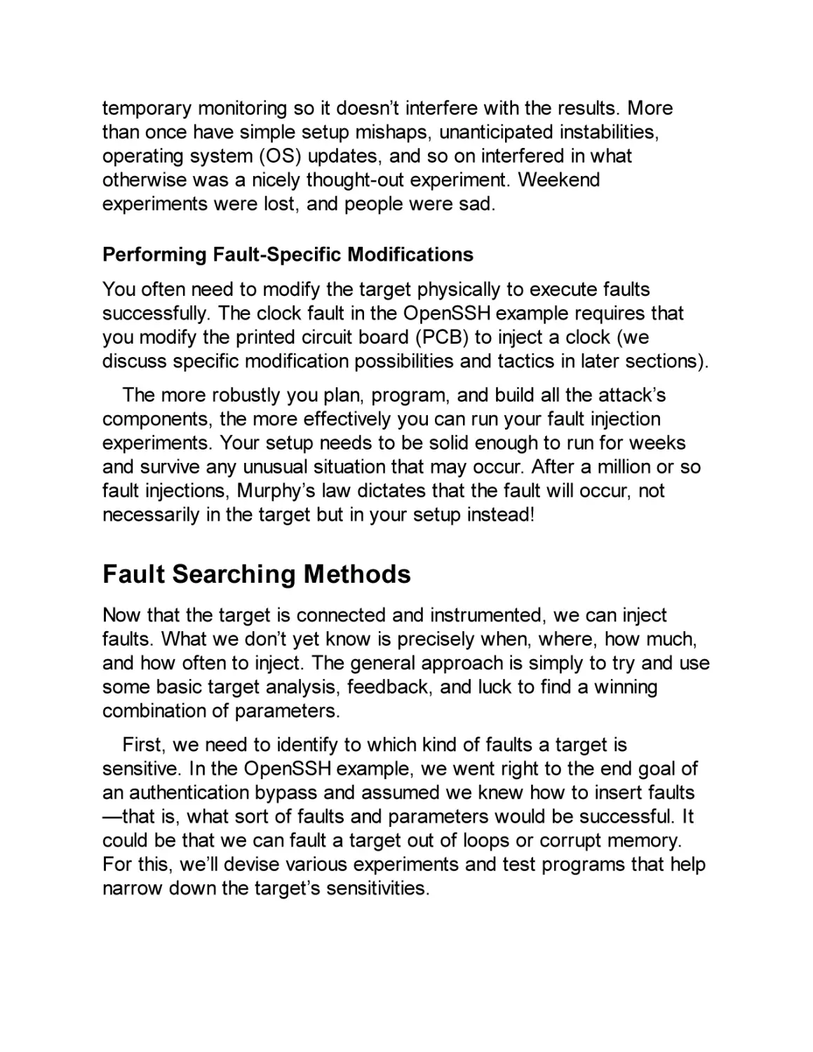 Fault Searching Methods