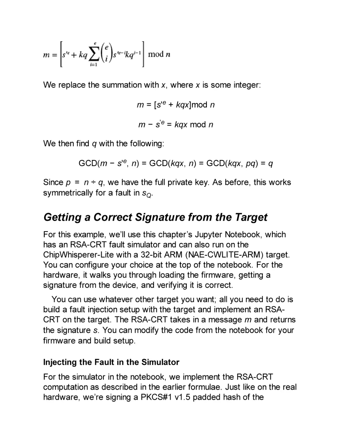 Getting a Correct Signature from the Target