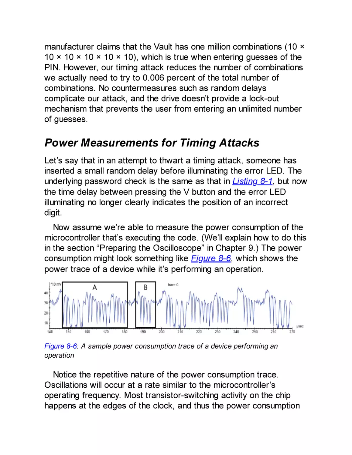 Power Measurements for Timing Attacks