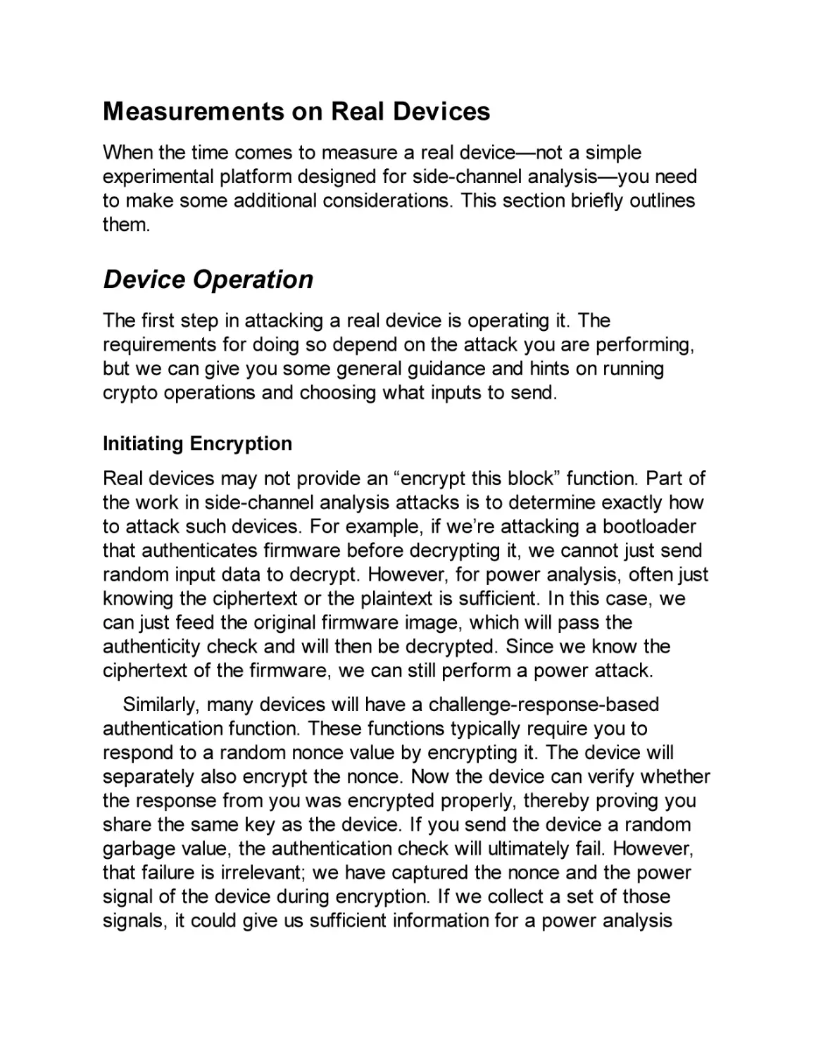 Measurements on Real Devices
Device Operation