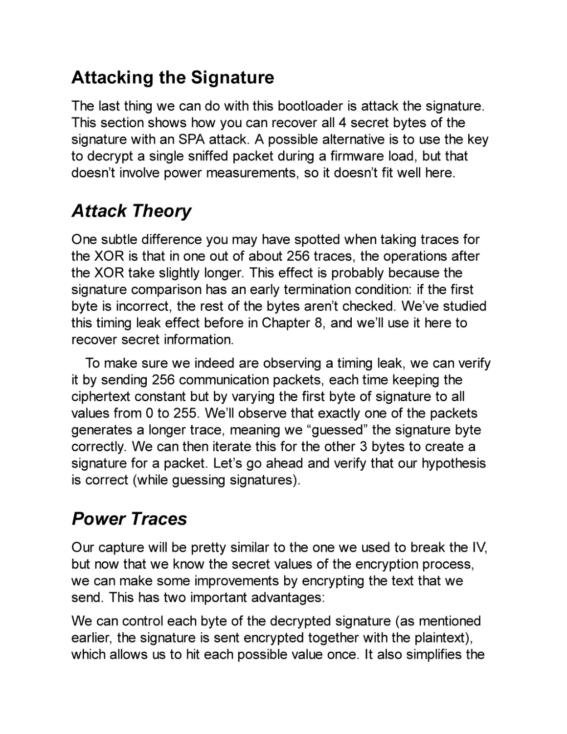 Attacking the Signature
Attack Theory
Power Traces