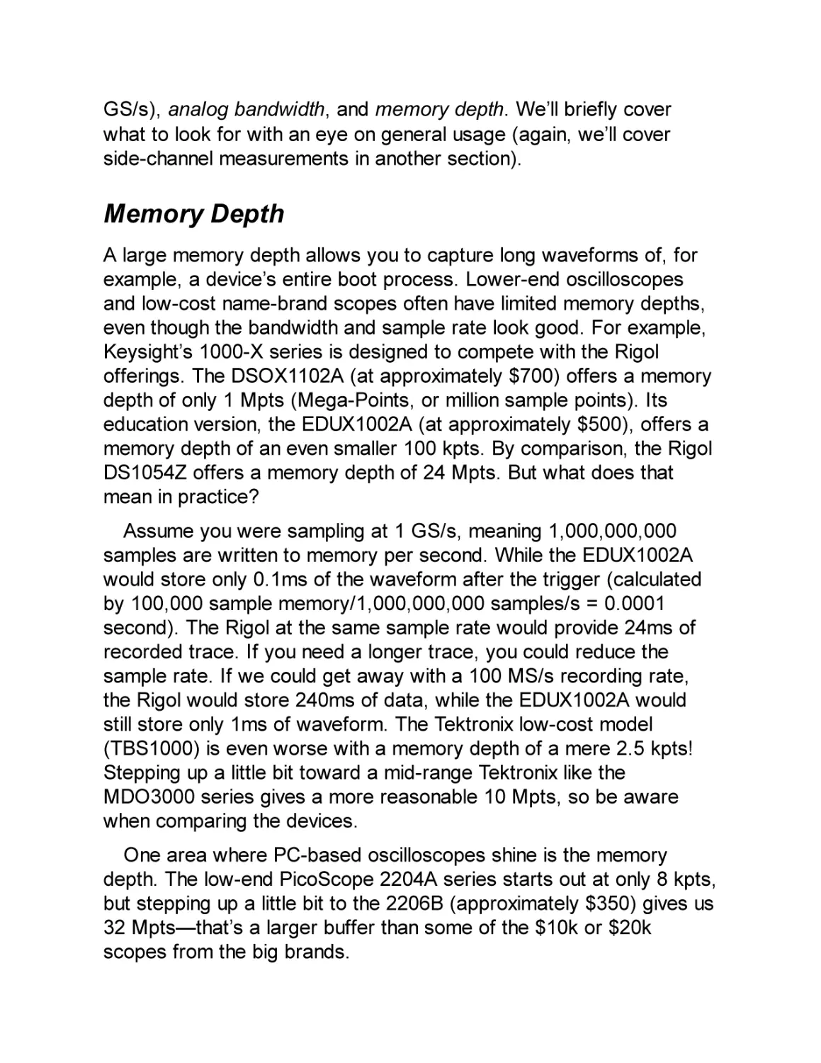 Memory Depth