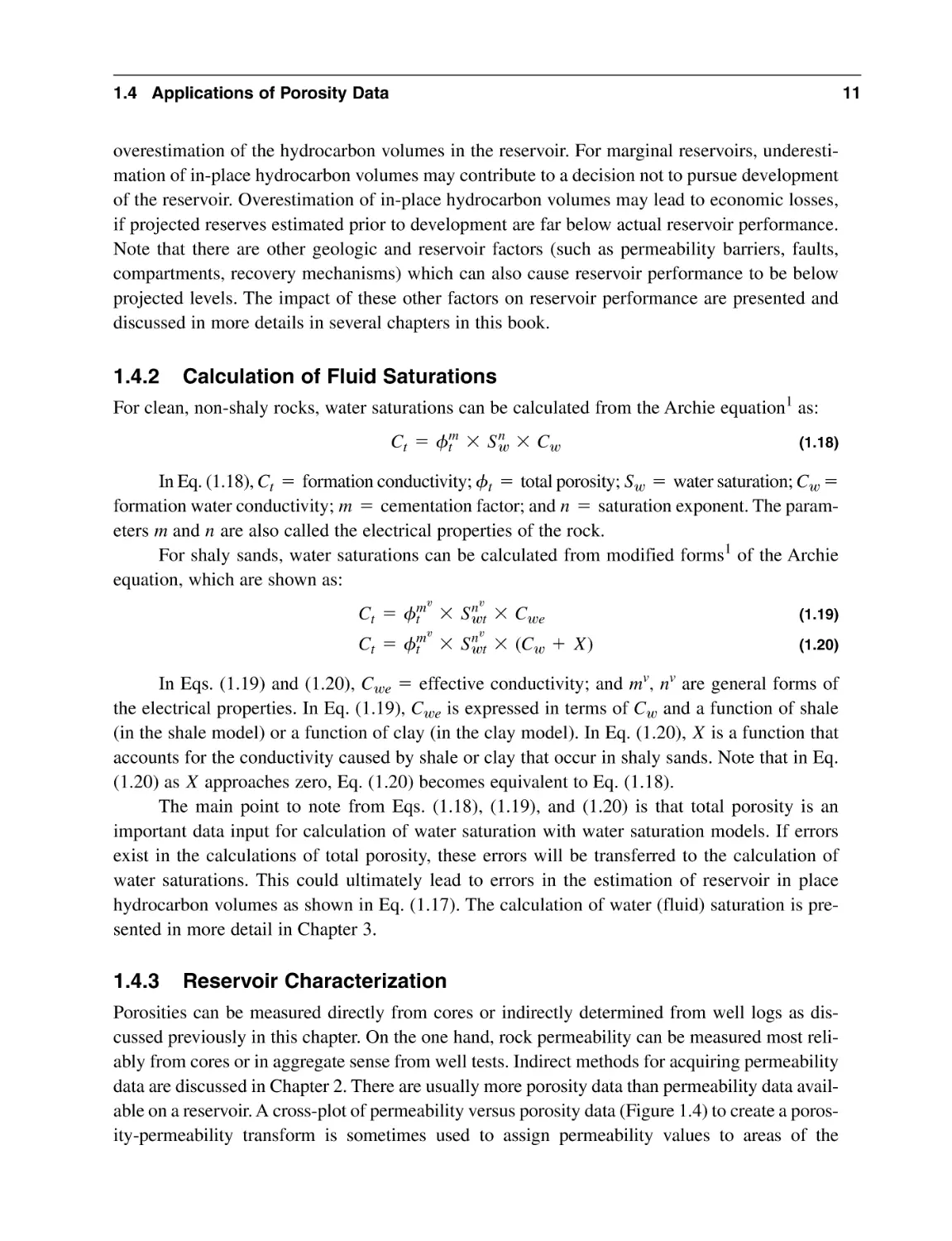 1.4.2 Calculation of Fluid Saturations
1.4.3 Reservoir Characterization